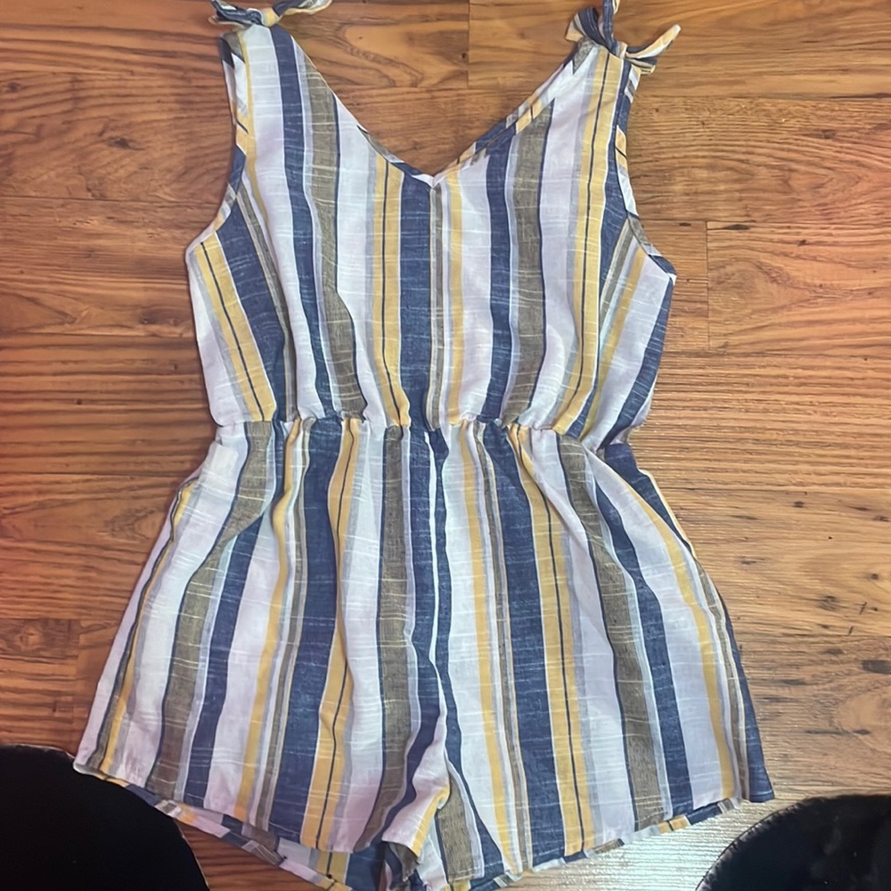 Blue, white and yellow jumpsuit